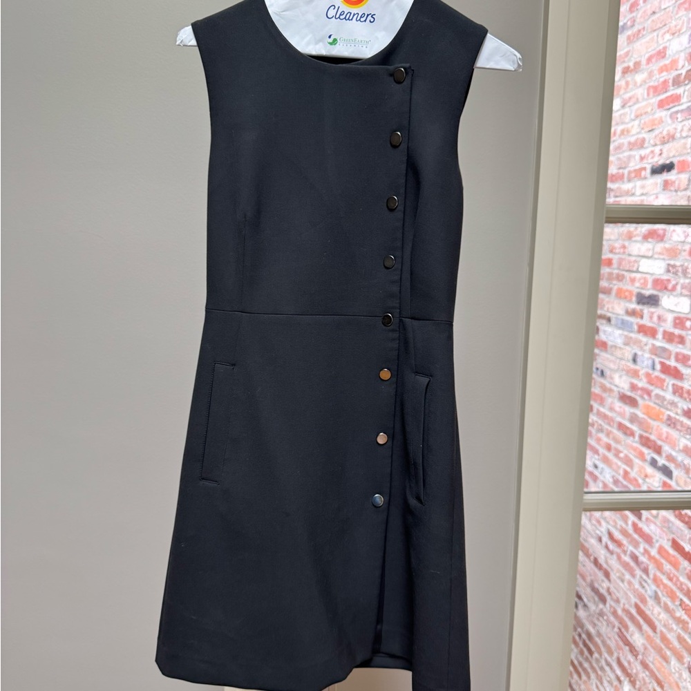 Veronica Beard Black Asymmetrical Button Shift Dr… - image 2